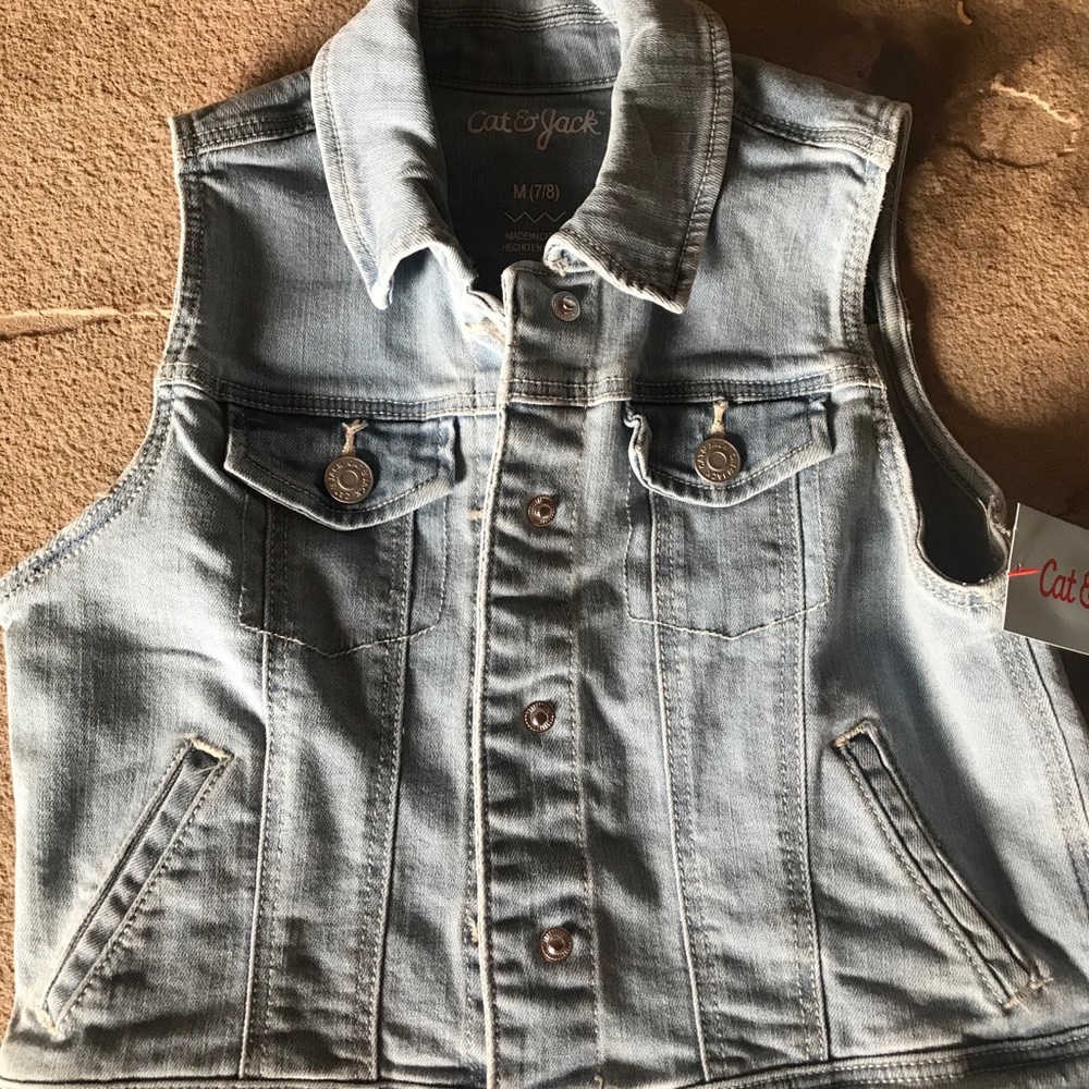 Girls Cat and Jack blue jeans vest. NWT